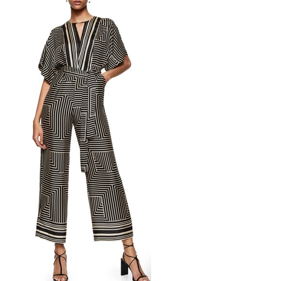 Mango Pants & Jumpsuits Mango Geo Ripe Satin Jumpsuit Size M Poshmark